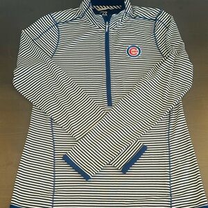 CUBS Striped Long Sleeve Pullover with Logo